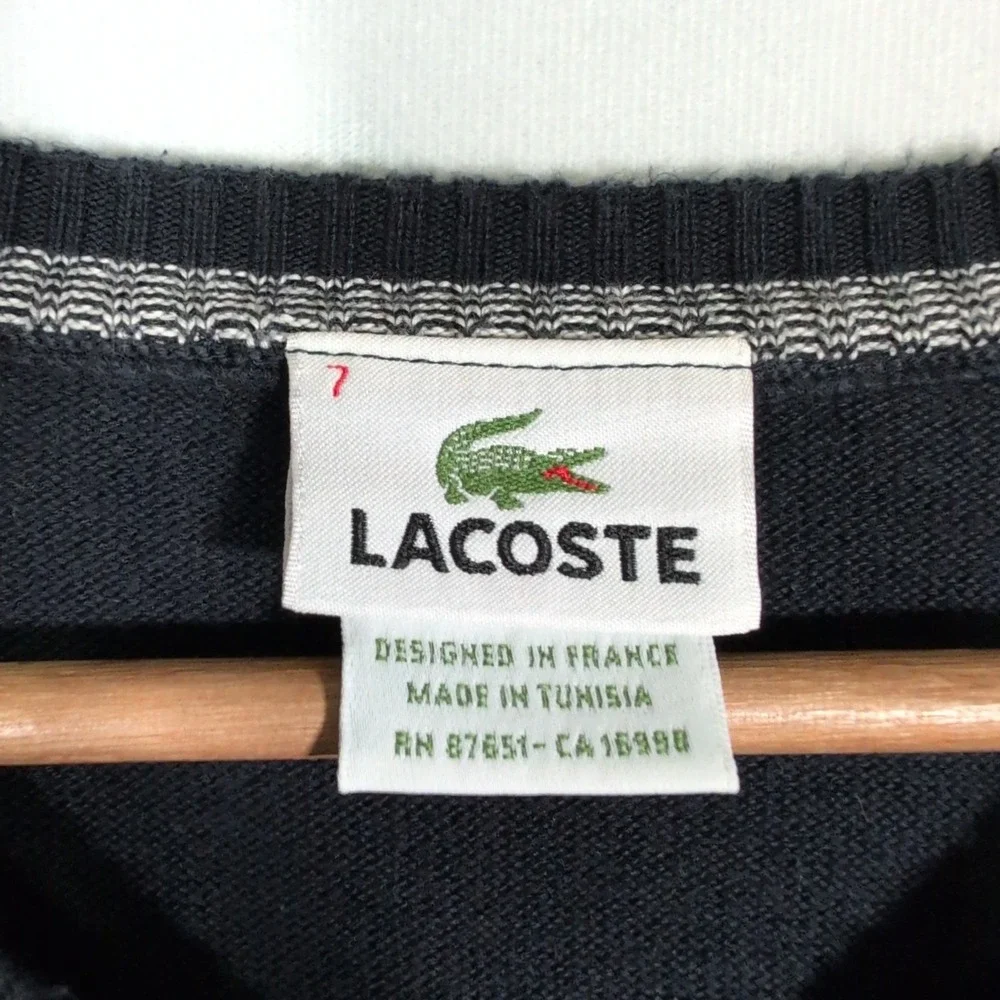 Lacoste Men's Long Sleeve V Neck 100% Cotton Blue Sweater Sz 7 (XXL)